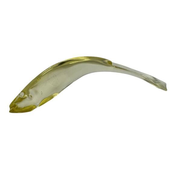 Baccarat France Signed Light Topaz Crystal Eel Figurine Rare